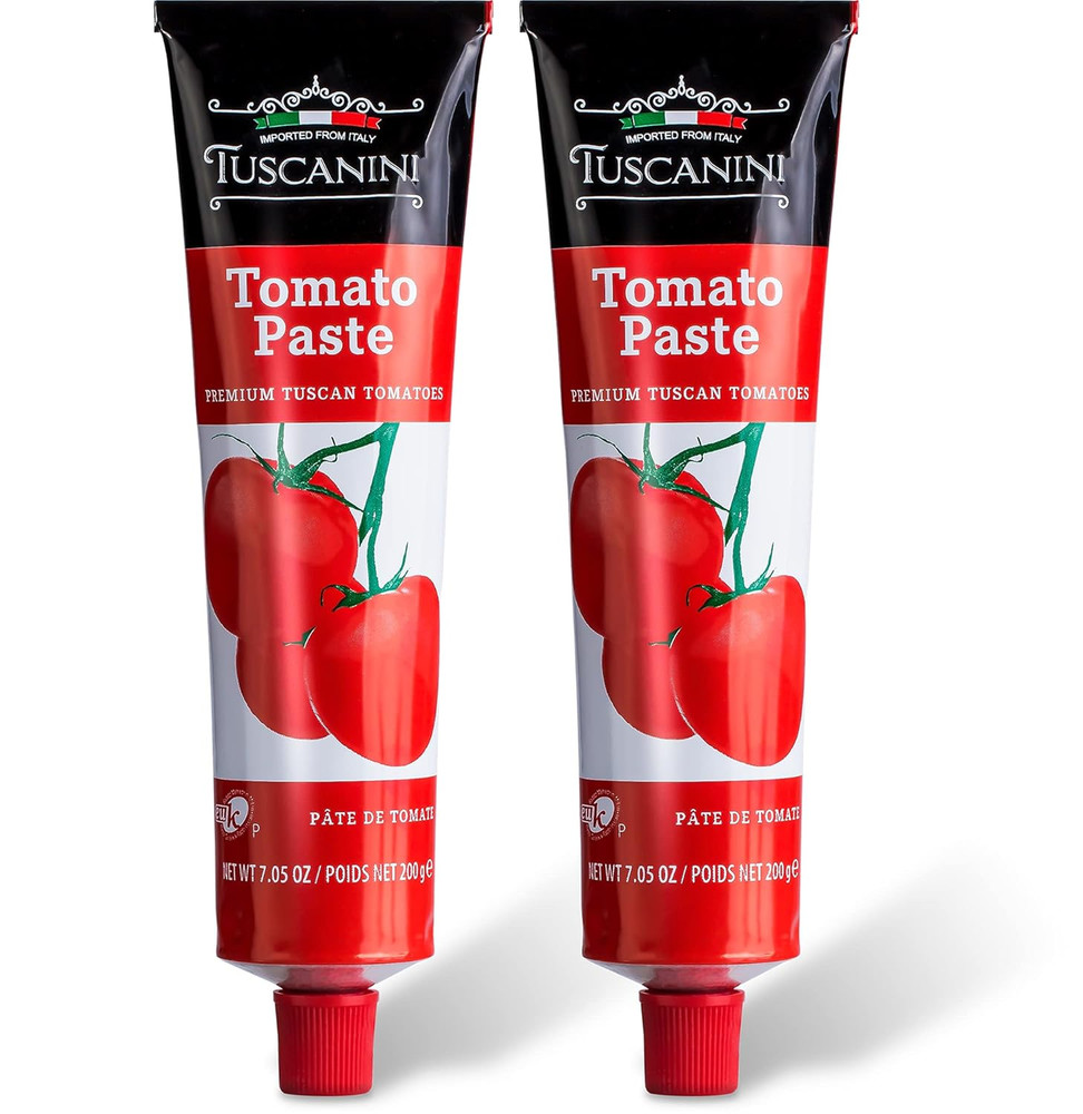 Tuscanini Premium Double Concentrated Tomato Paste Tube, 7.5Oz (2 Pack) Made wit