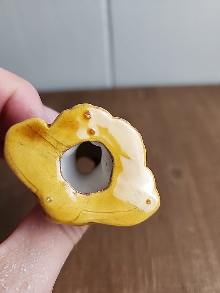 Vintage Tan Lion Ceramic Macrame Bead 2.5 Inch