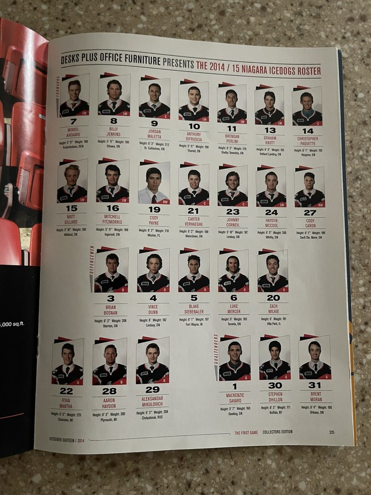 Niagara Icedogs First Game Meridian Centre Program 10-16 2014 *2014/15 Yearbook