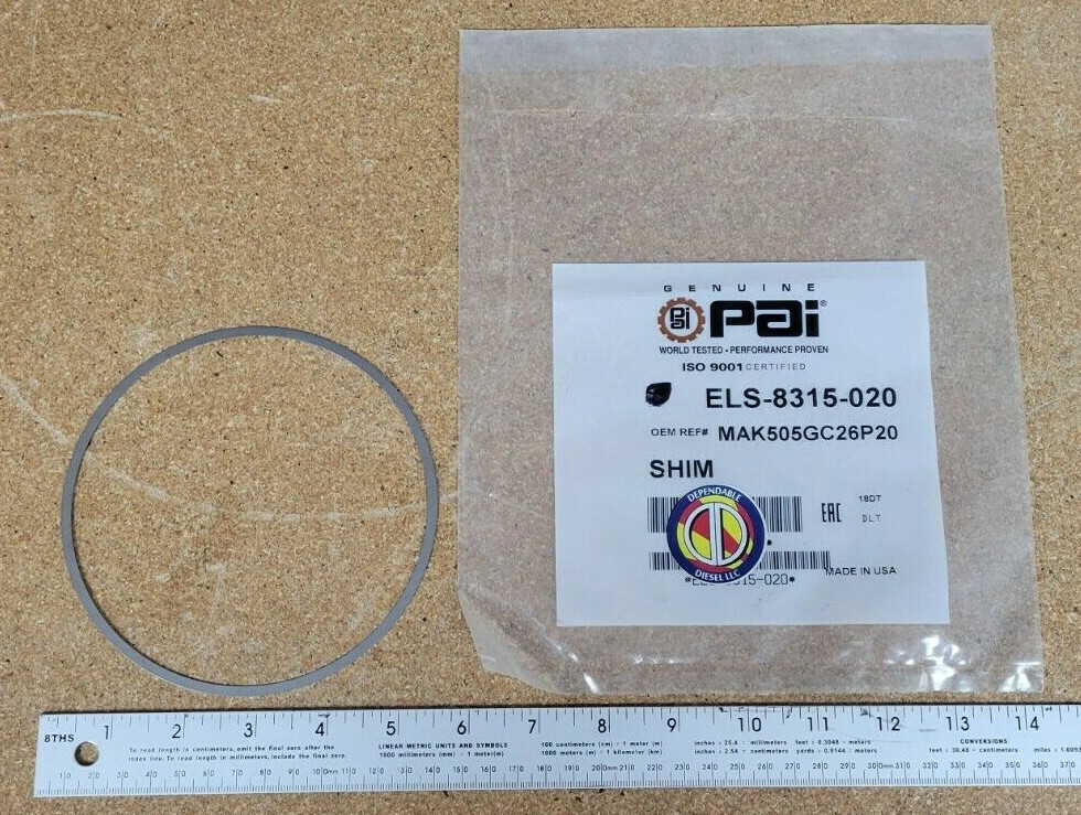 Piston Liner Shim for Mack E7/E-Tech/ASET. Ref# 505GC26P20 Size (.020in). 1 Qty.