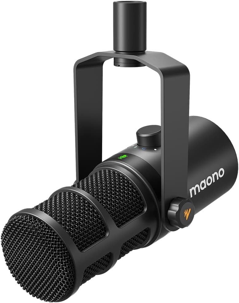 MAONO Dynamic Microphone, USB/XLR Podcast PC Microphone with Software, Black