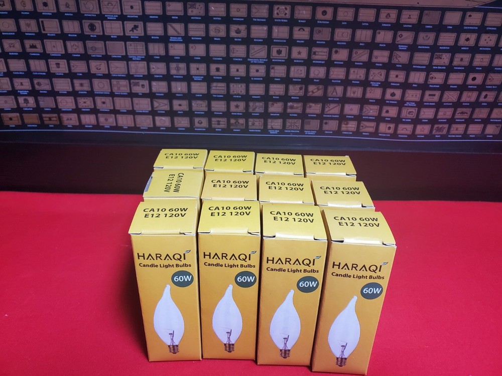 12 Pack 60w E12 C32 Flame Tip Clear Light Bulbs Free Shipping 🚢