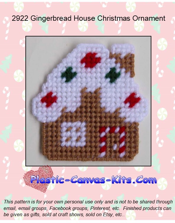 Gingerbread House Christmas  Ornament- Plastic Canvas Pattern or Kit
