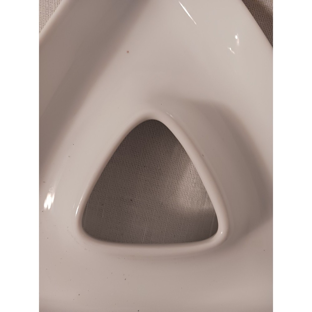 Crate & Barrel Triangular White Appetizer Serving Dish Porcelain Apx. 7 in EUC