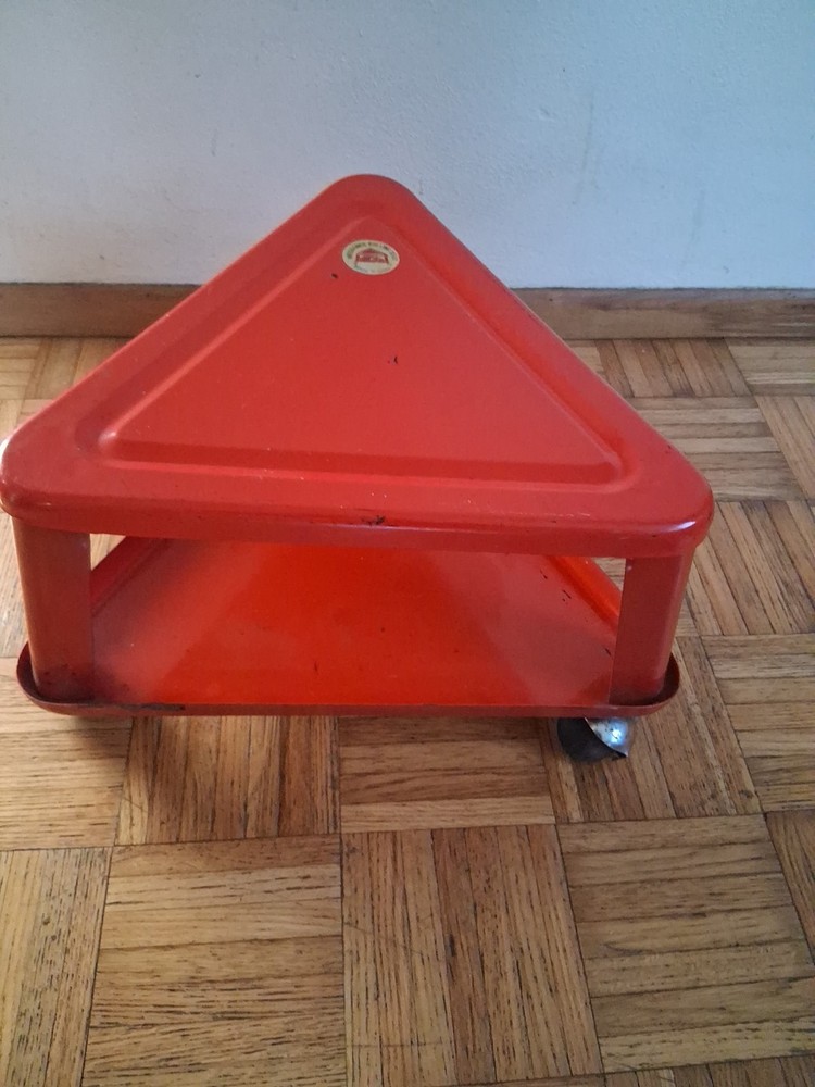 Vintage Mechanics Rolling Seat Red Triangle On Wheels