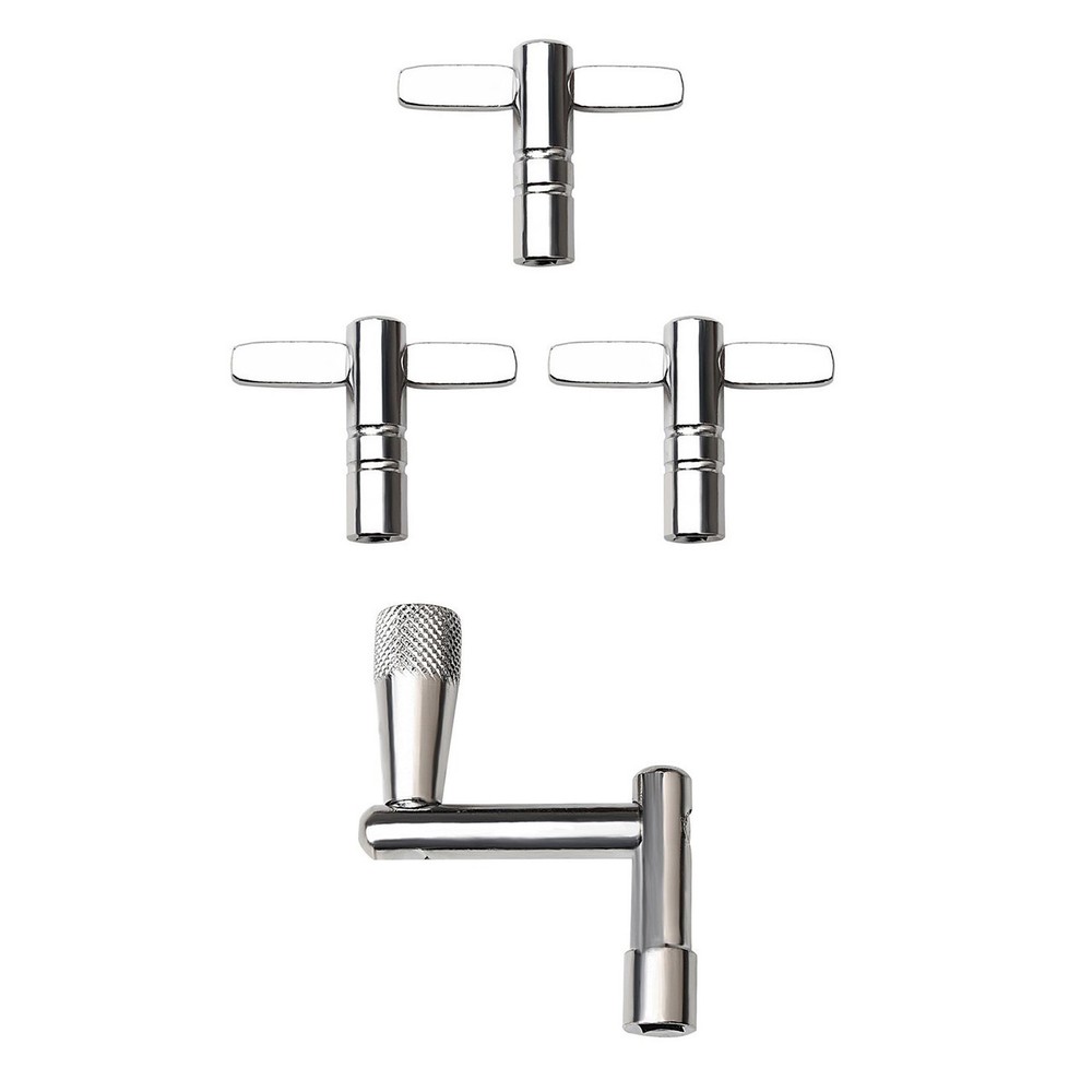 4 Piece Drum Key Set Includes Continuous Motion Speed Key for All Drum Tuning