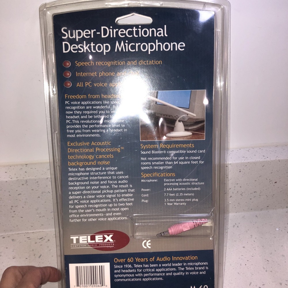 Telex Desktop Computer Freestanding Microphone M- 60 Audio Products