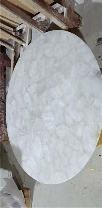 18"x18" Agate Corner Side Table Top, Quartz Agate Round Table, Agate Sofa Table