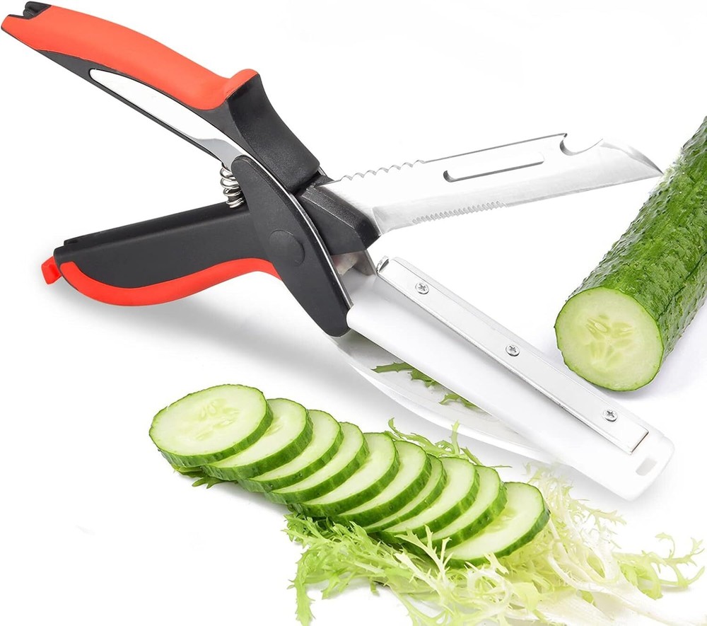 Multipurpose Kitchen Scissors With Built-in Cutting Board And Safety Latch
