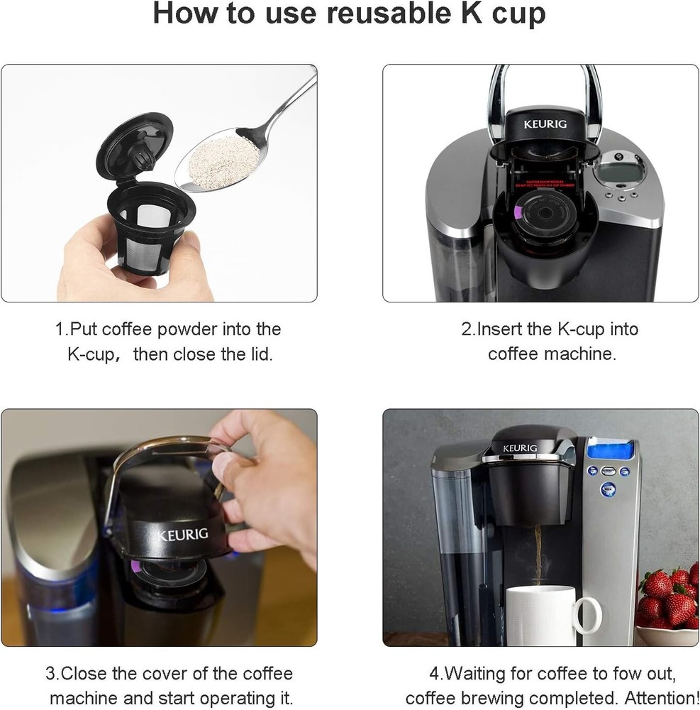 🆕 6 Black K-Cup Reusable Refillable Replacement Coffee Filter Holder for Keurig