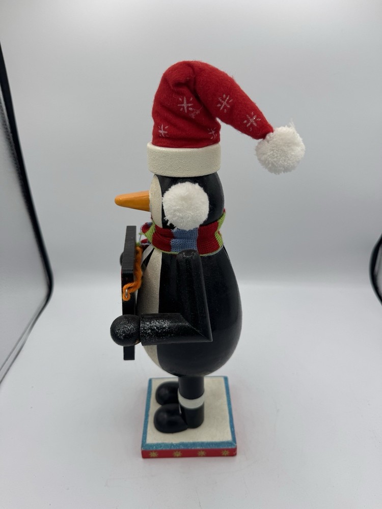 Wood Penguin Countdown Christmas Nutcracker With Chalk EUC