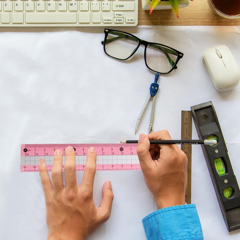 Compass Geometry Tool Protractor and Set with Metal Box Drawing Pink