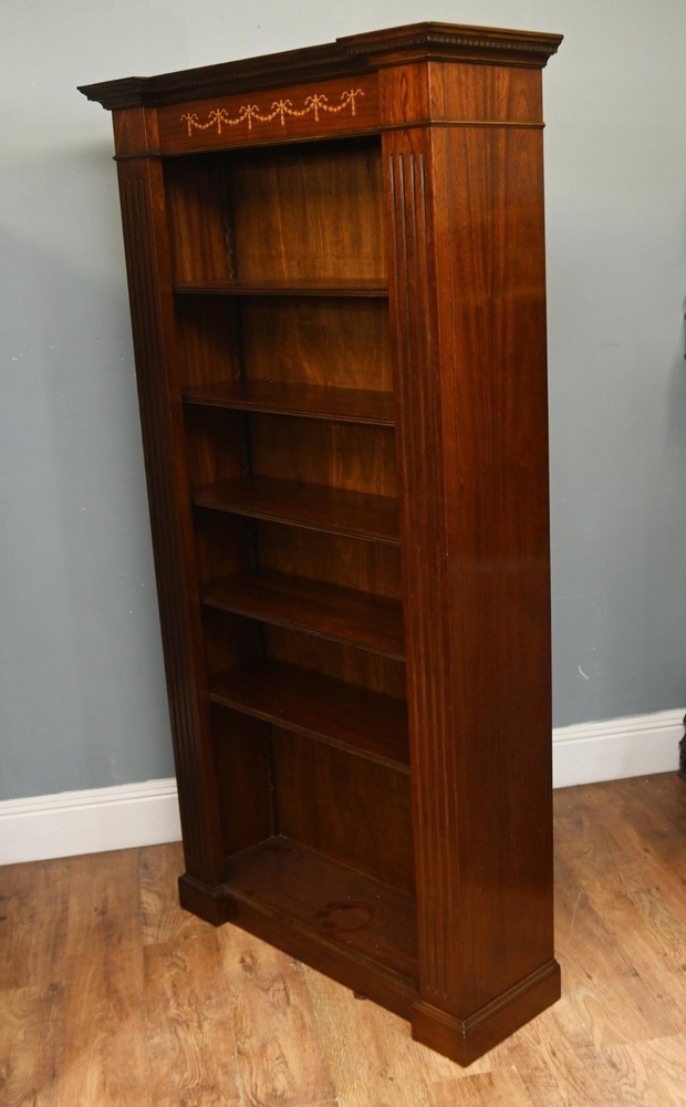 Regency Bookcase Sheraton Inlay Open Front Book Case