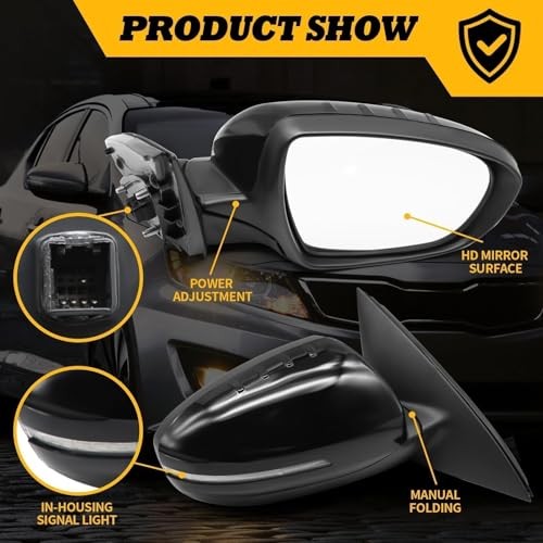 Passenger Side Mirror Assembly Compatible with 2011 2012 2013 Right Black