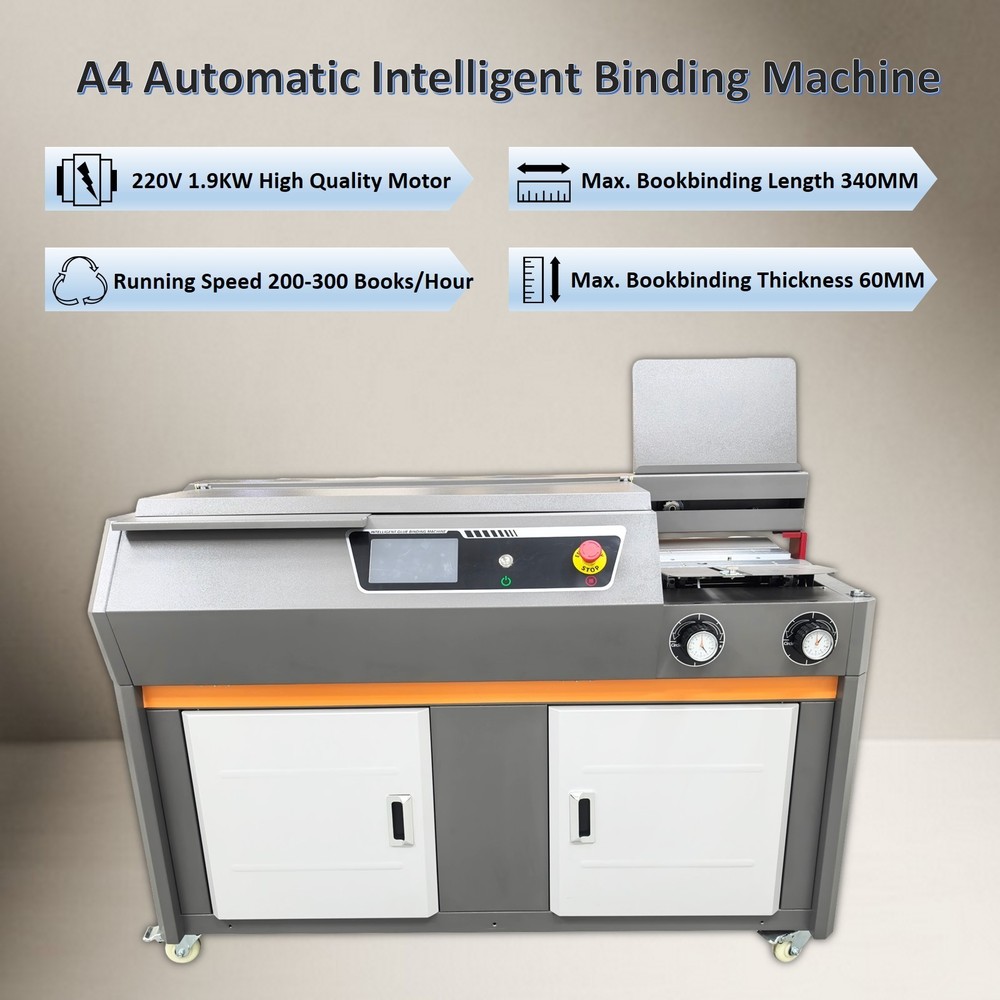 A4 Automatic Book Binding Machine 220V, Binding Thickness 2.36'', Length 13.39''
