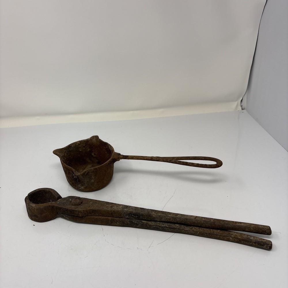 2 Blacksmith-Made Tools - Tongs & Ladle
