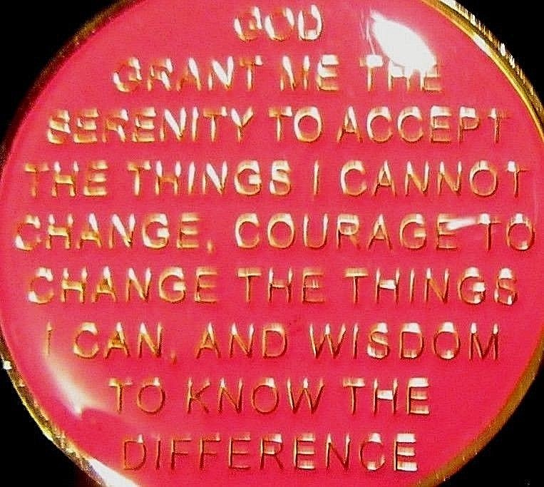 Pink Alcoholics Anonymous 40 Year AA Medallion Coin Token Chip Sobriety Sober