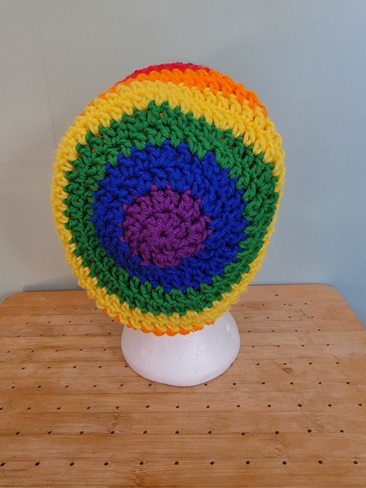 Rainbow Hat Pride Crochet Hand Made Warm Spring Winter Summer Fall Handmade Cap