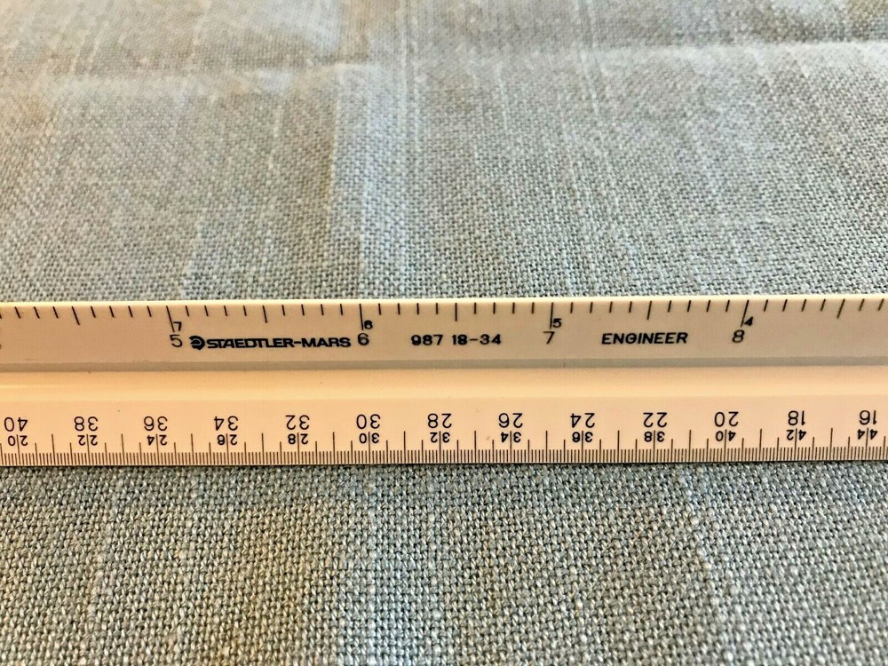 Staedtler-Mars 12” Triangular Scale Ruler 987 18-34 Engineer Germany Color Bars