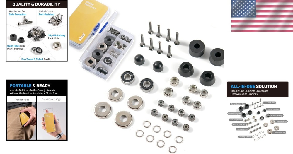 Top-Quality Skateboard Hardware Combo - Kingpin & Bearings