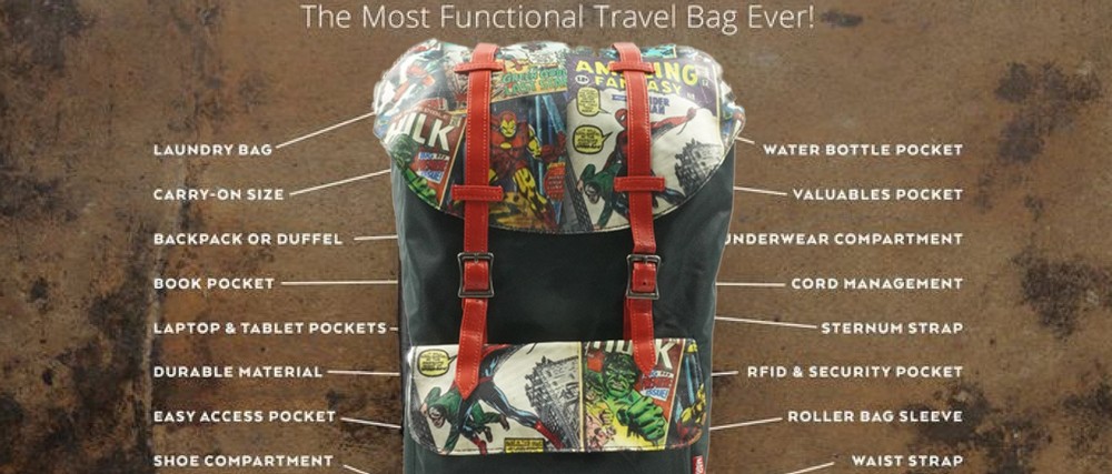 MVL Marvel Comic Travel Backpack with Shoe Compartment RFID Blocking Large Space