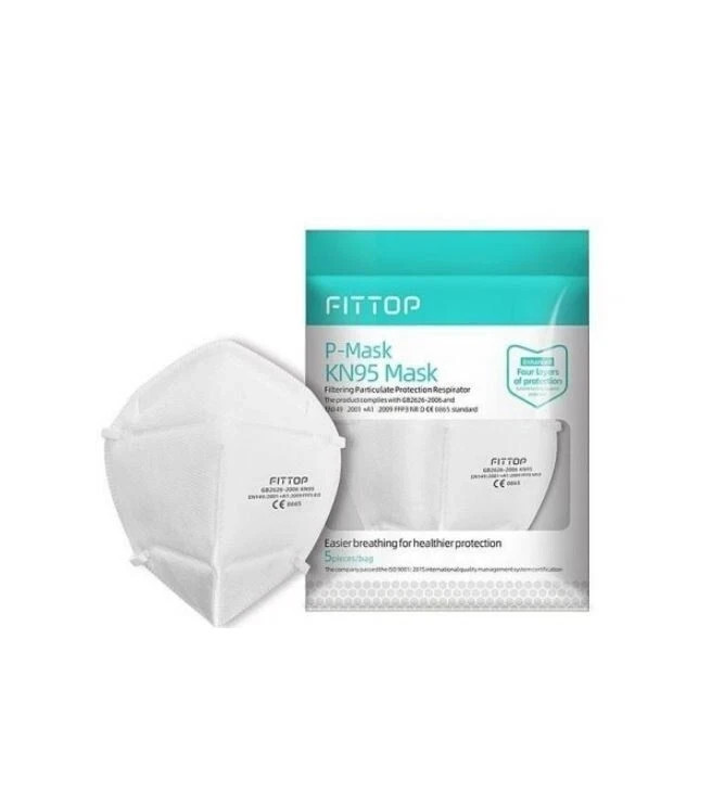 Fittop KN95 mask with filter efficiency with valve for improved breathing 5 pcs