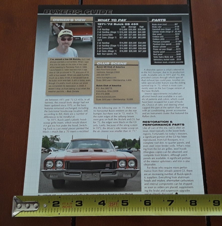 1971 - 1972 BUICK GS 455 - ORIGINAL 2011 ARTICLE