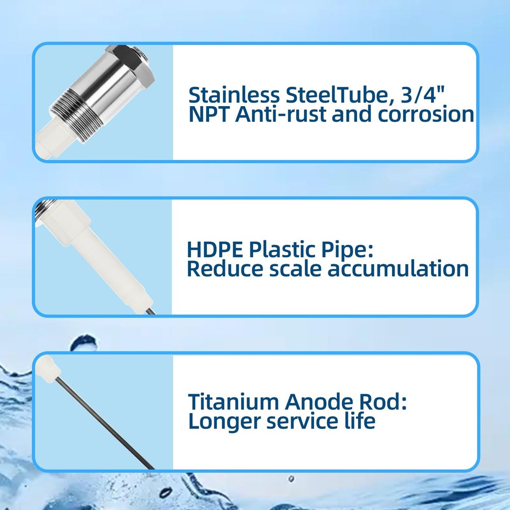 Powered Anode Rod for Water Heater, Electric Anode Rod to Eliminate Rotten Eg...