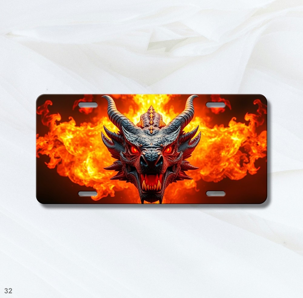 Dragon License Plate Power Dragon Visual Art Custom Name Option Display Plate