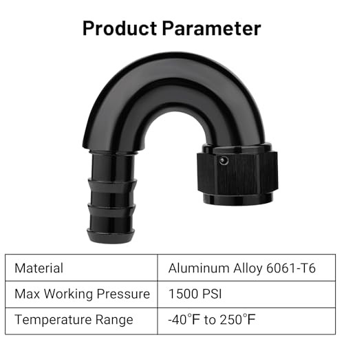 Push Lock Fitting One Piece Full Flow Hose End 12AN 180 Degree