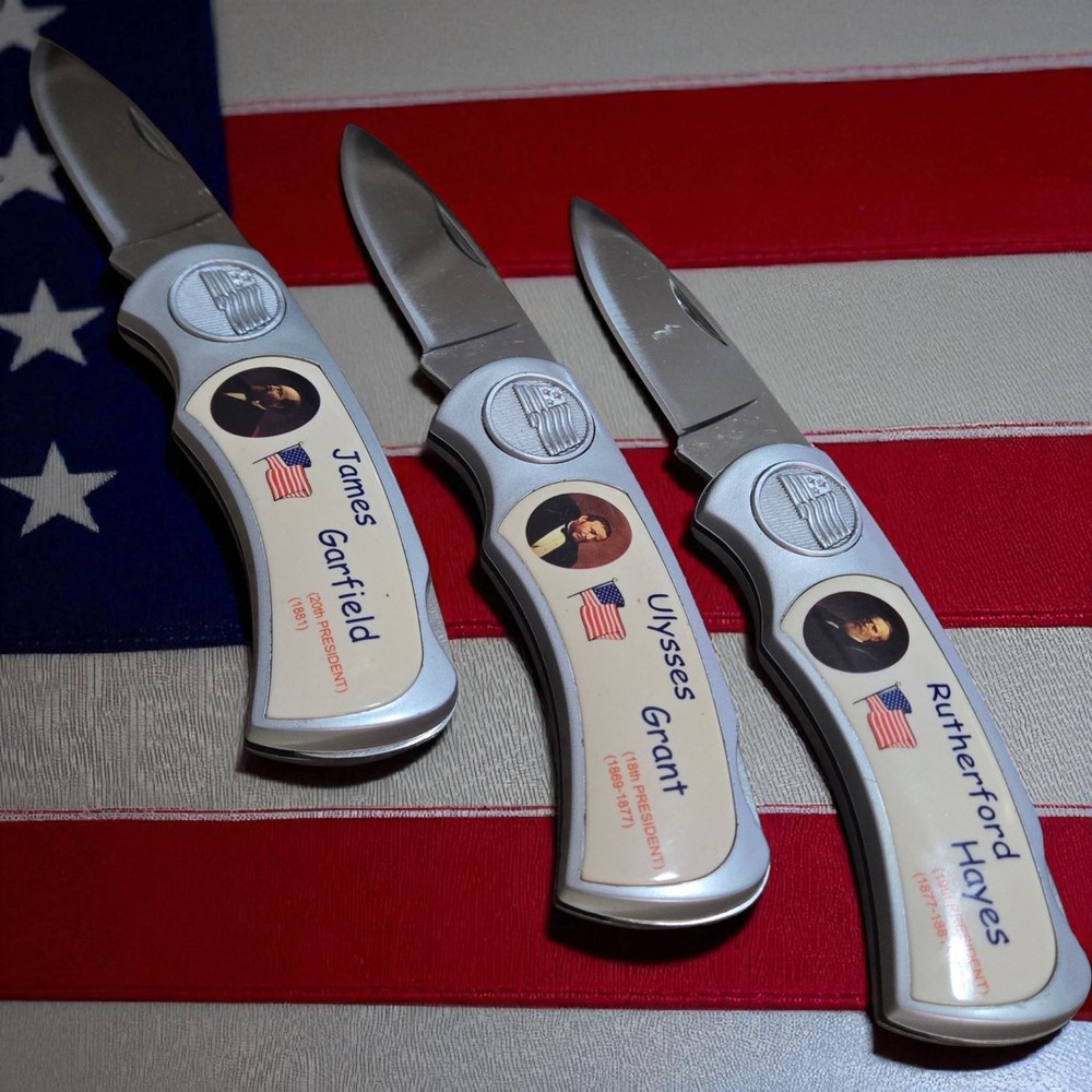 3 Presidential Collectable Folding Knives.    (E195)