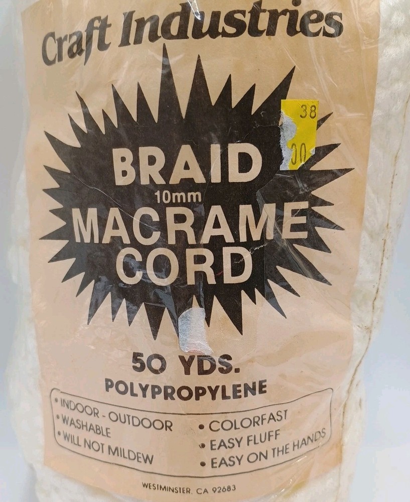 10mm Braid Macrame Cord - Polypropylene - 50 Yards Craft Industries Bright White