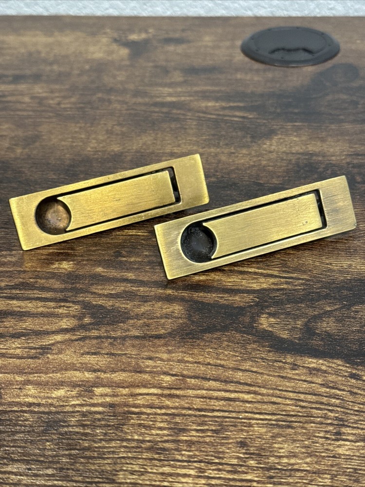 Drexel Passage Door Pulls 2 Brass Handle Campaign KCB N15812 Vintage Replacement