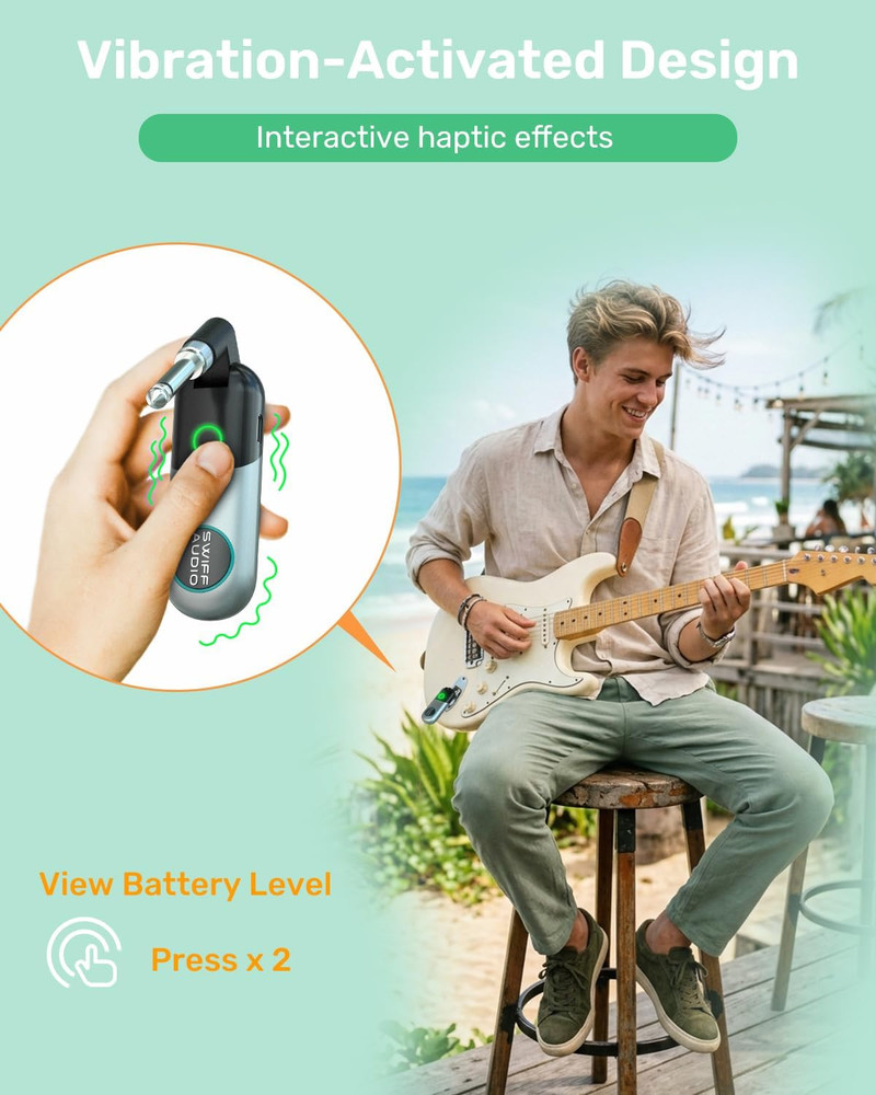 Wireless Guitar System, SWIFF AUDIO Wireless Guitar Transmitter Receiver with 10