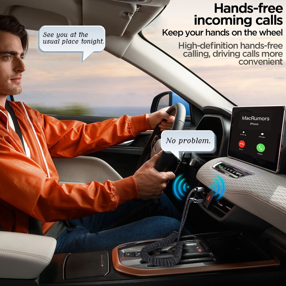 USB to AUX Bluetooth 5.1 Car Adapter 3.5mm Bluetooth Receiver Microphone for Car