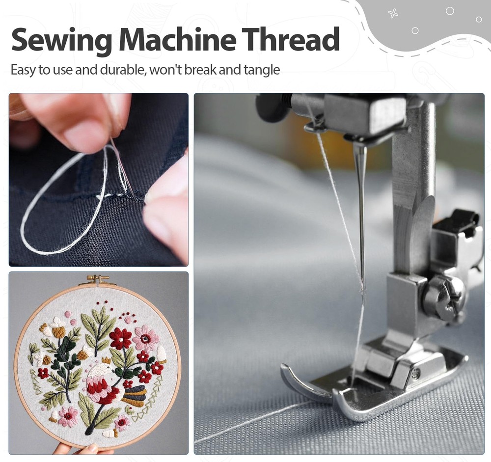 Serger Thread 4 Cones Threads of 3000 Yards Each Spool All Purpose Thread for...