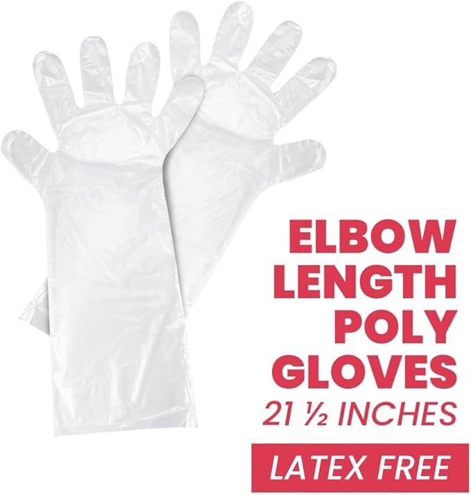 21 1/2" Elbow Length Poly Glove, Box of 100