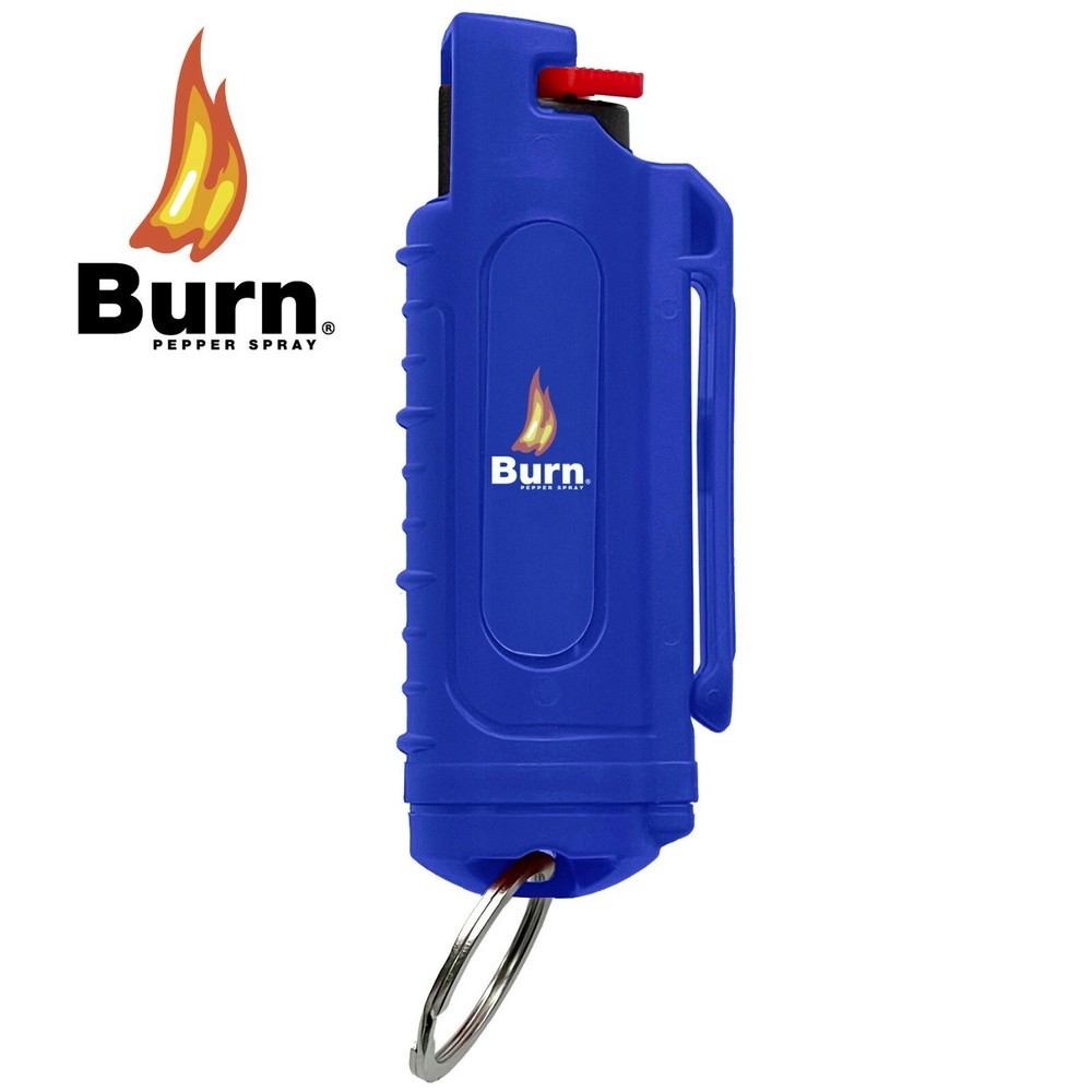 4 PACK BURN Pepper Spray 0.5oz Self Defense Security Keychain Case Molded Blue