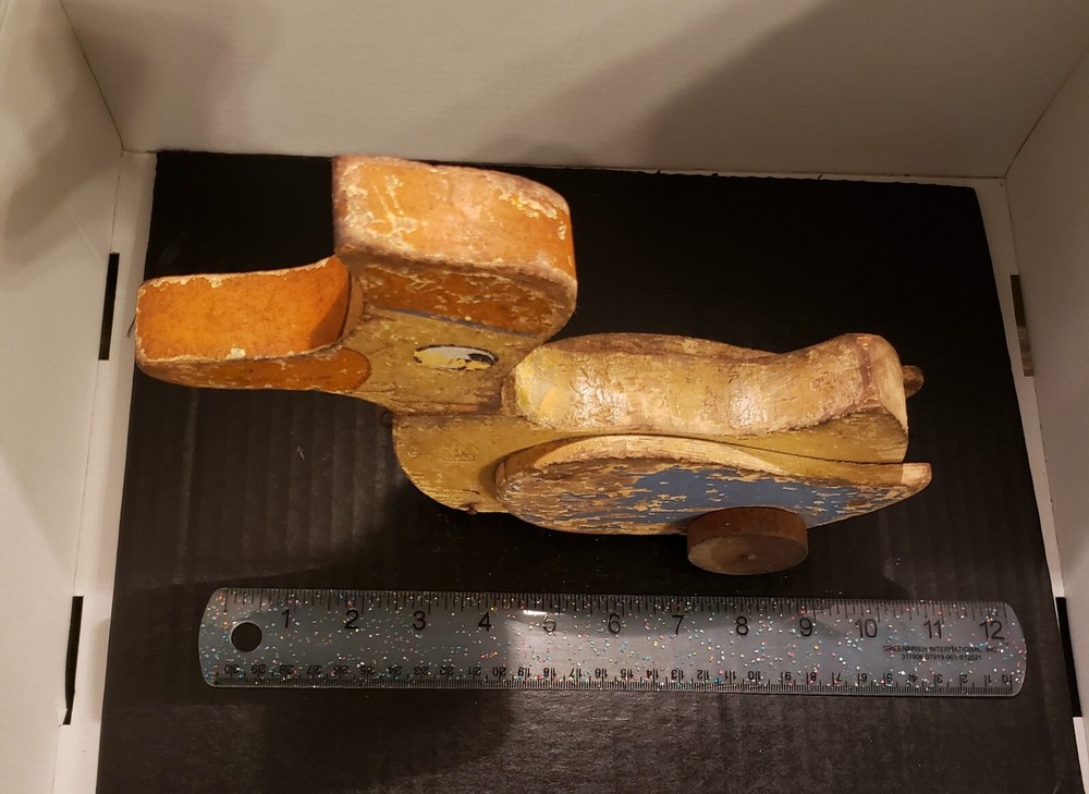Vintage Wooden Pull-a-Long Duck Toy on Wheels