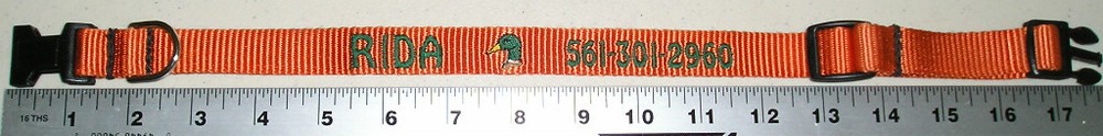 Embroidered personalized dog collars with name, etc.