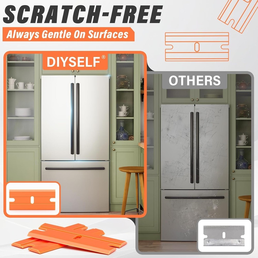 100 Pack Plastic Razor Blades Refill for Plastic Scraper Safe Cleaning Blades