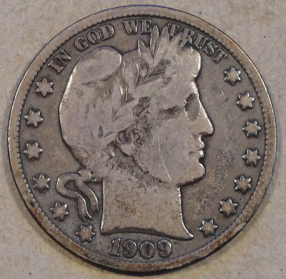 1909-S Barber Half Dollar 50c F