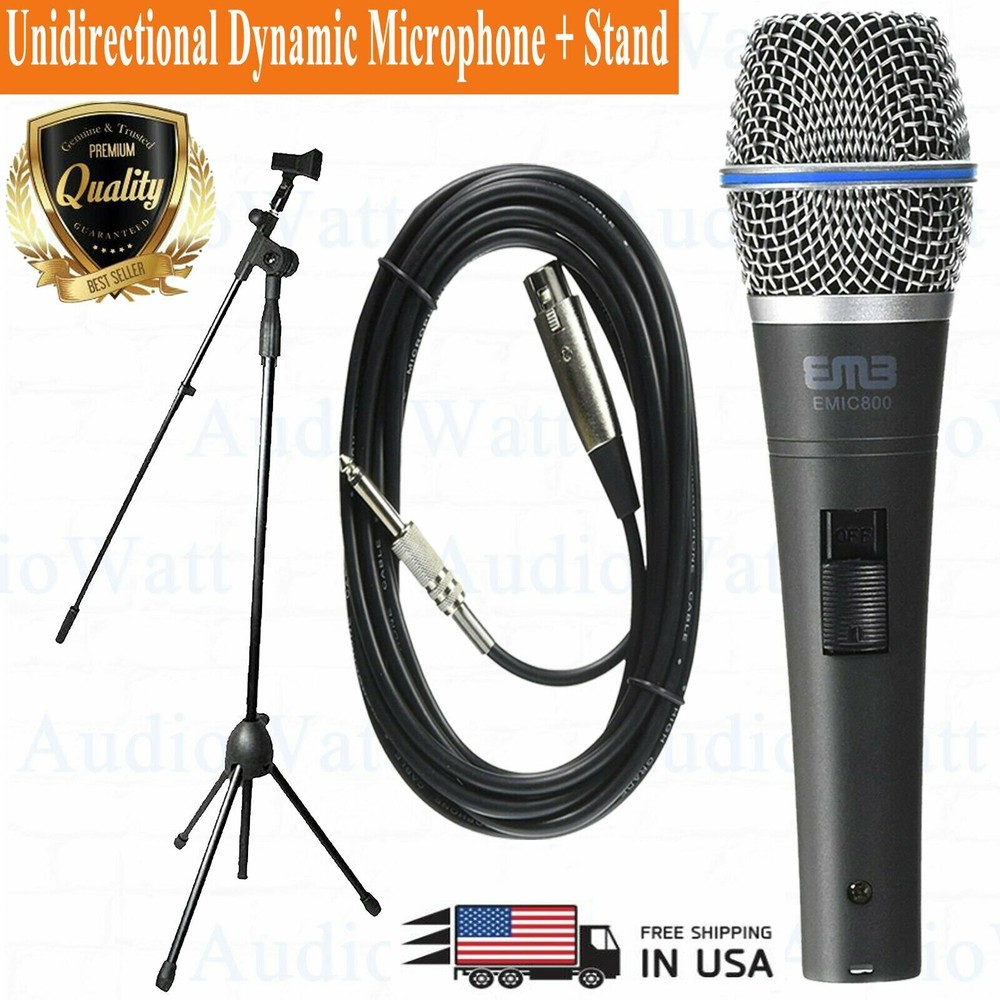 EMlC800 Ultralight Aluminum Voice Unidirectional Dynamic Microphone + Mic Stand