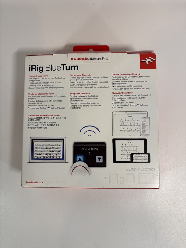IK Multimedia iRig BlueTurn Bluetooth Page Turner For Iphone, Ipad, Mac, Android