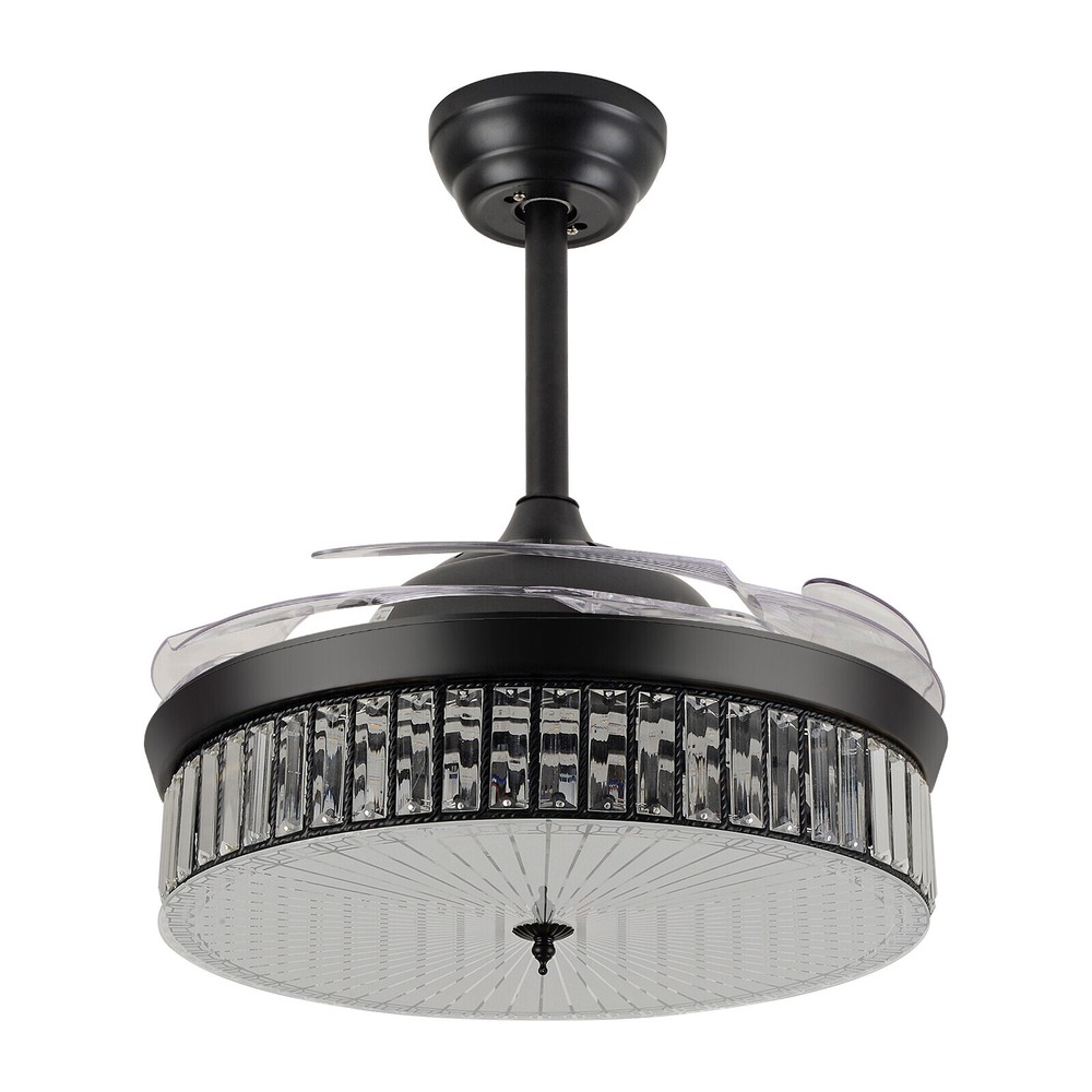 42 Inch Retractable LED Ceiling Fan Light with Remote Control and Timer