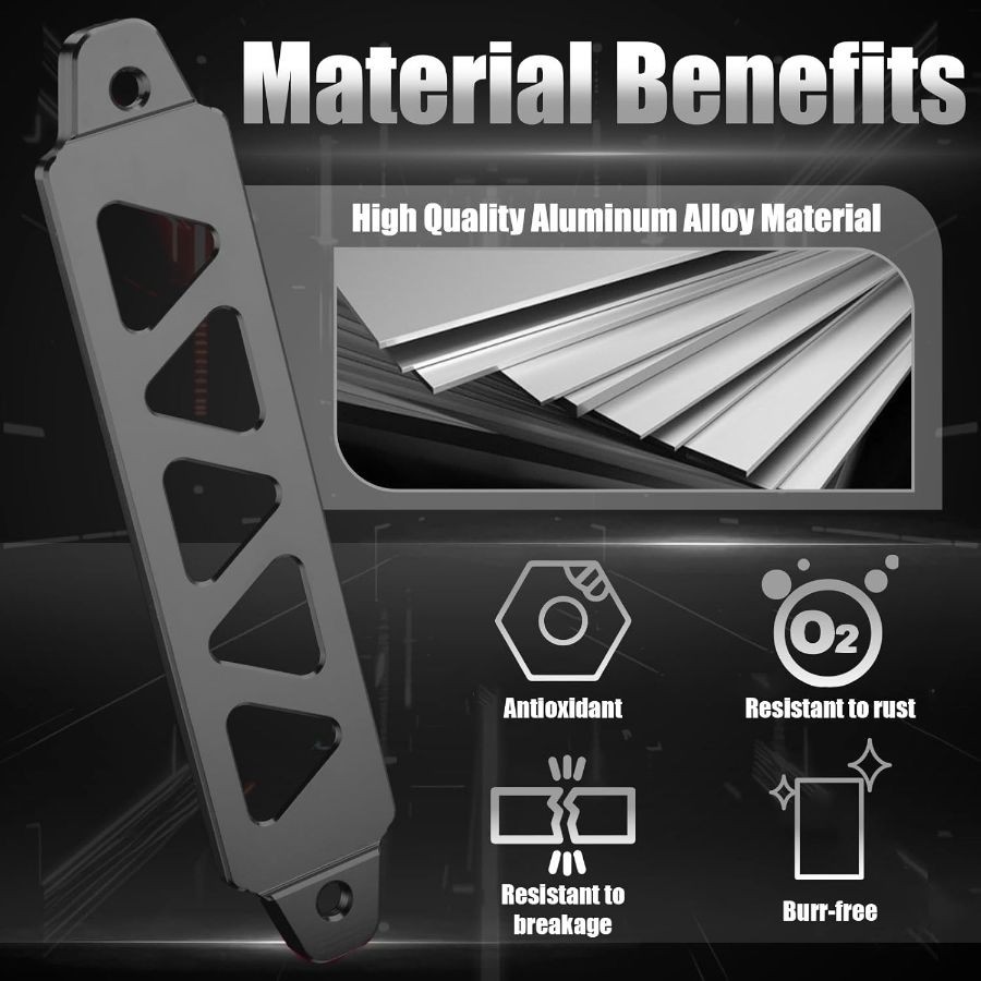 Battery Hold Down Kit, Aluminum Alloy Battery Tie Down Mount Bracket, Black