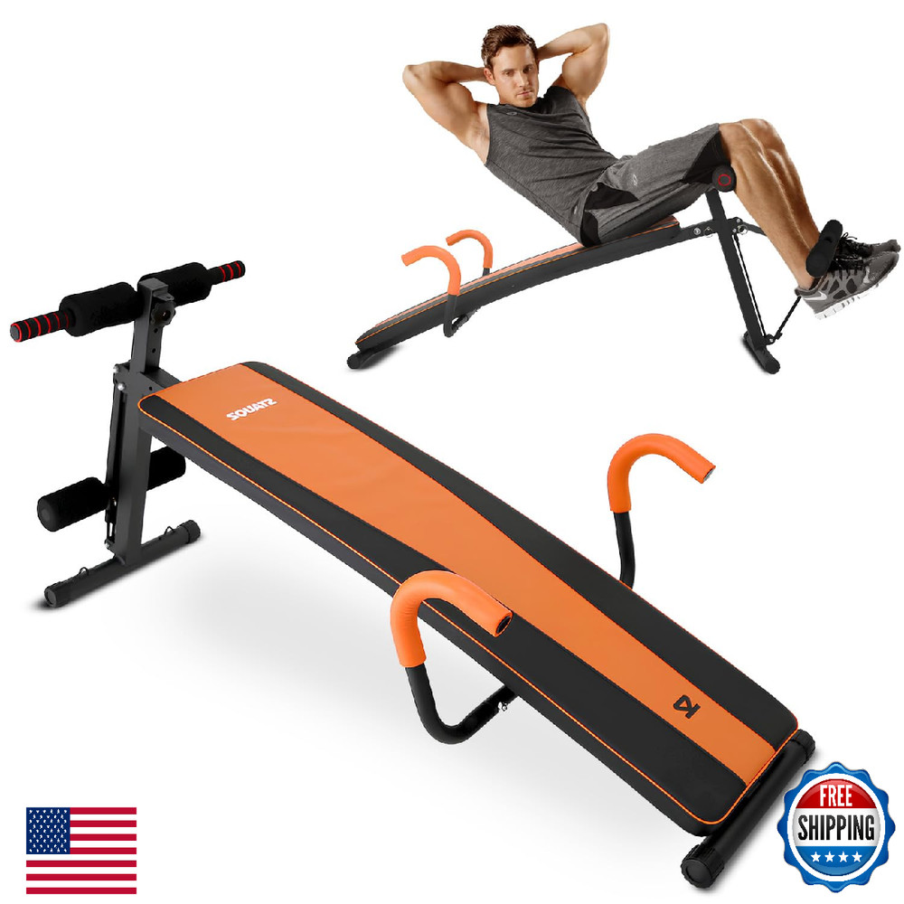 SQUATZ 5-Level Decline Sit Up Bench for Abs & Core - Reverse Crunch Handle