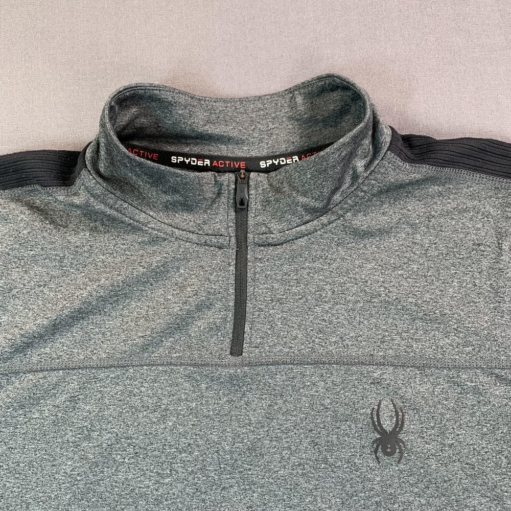 Spyder Active Pullover Mens 2XL Gray 1/4 Zip ProWEB Athletic Base Layer Gym