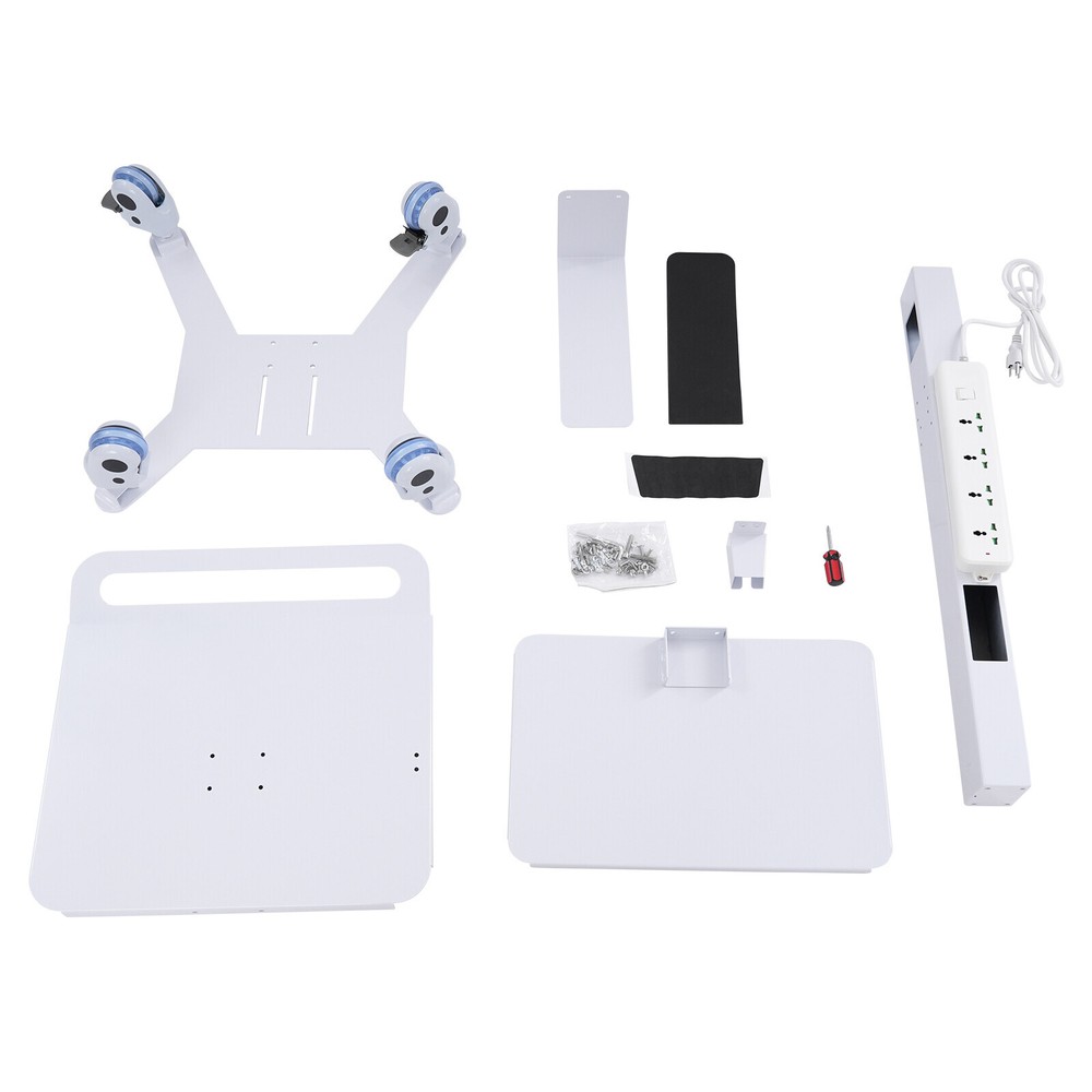 Rolling PC Cart Mobile Computer Workstation Stand Adjustable Beauty Spa Cart