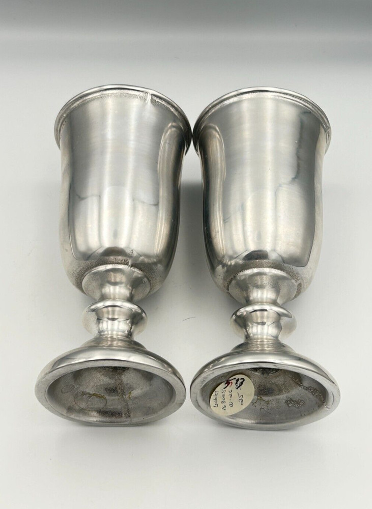 Vintage Silver Tone 7" Cast Metal Goblets